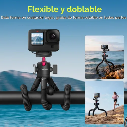 Vista 7 de ULANZI MT-91 - Trípode flexible de pulpo para teléfono, GoPro y cámara, mini trípode 3 en 1 con control remoto Bluetooth, liberación rápida CKA