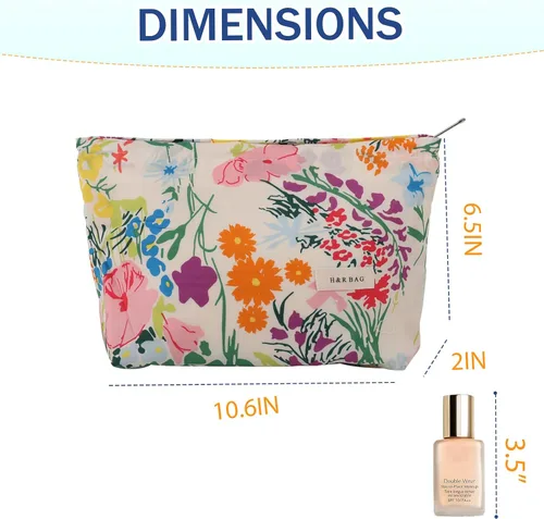 Vista 3 de Bolsa de maquillaje de viaje con cremallera, diseño de impresión de moda, bolsa de cosméticos espaciosa también puede bolsas organizadoras