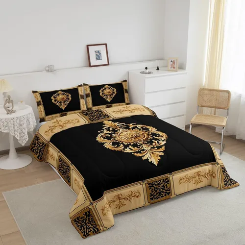Vista 2 de jejeloiu Juego de ropa de cama floral Vinatge de tamaño individual para niños y niñas, juego de edredón tradicional para niños, edredón retro