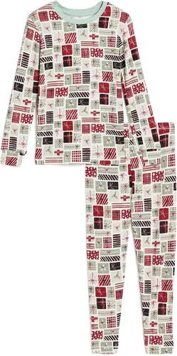 Vista 137 de KicKee Pants Conjunto de pijama de manga larga con estampado de piezas 90's Plaid
