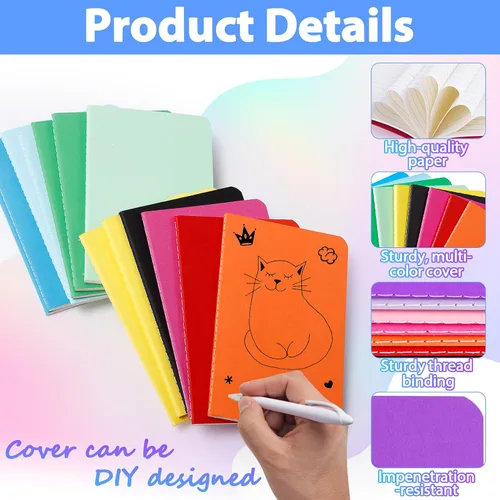 Vista 4 de Paquete de 36 cuadernos pequeños rayados a granel, mini cuadernos de bolsillo, mini cuadernos de notas para estudiantes, viajeros, suministros