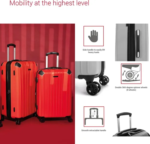 Vista 3 de Swiss Mobility PVG Collection - Juego de equipaje rígido de 3 piezas, maletas expandibles con ruedas giratorias de 360 grados, mango retráctil