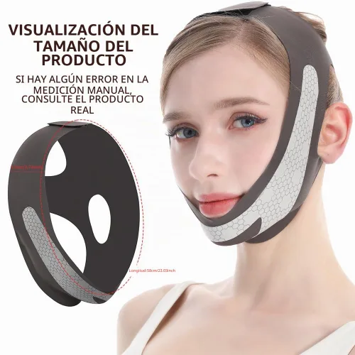 Vista 2 de Máscara de elevación de línea V de grafeno, correa de elevación facial para dormir, correa de barbilla reutilizable y ajustable para levantar