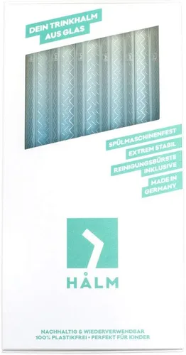 Vista 2 de HALM - Pajitas de vidrio reutilizables de 6 x 9 pulgadas + cepillo de limpieza sin plástico, fabricadas en Alemania, aptas para lavavajillas