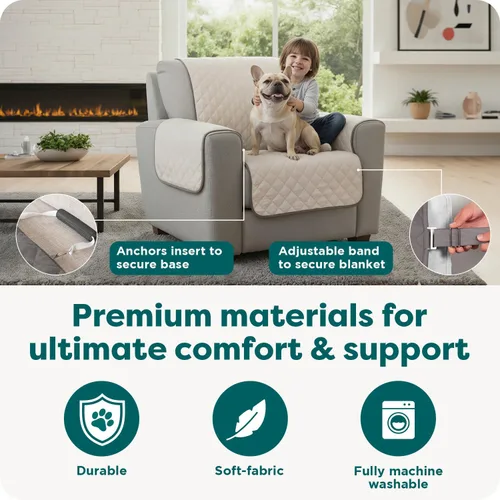 Vista 4 de Furhaven - Funda para muebles de sala de estar para perros y gatos, protector reversible de dos tonos, resistente al agua, lavable, color gris