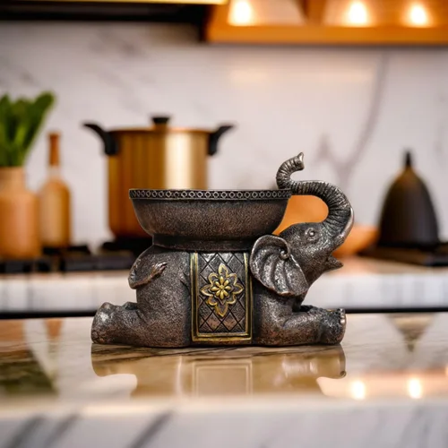 Vista 7 de Escultura de resina decorativa de elefante con bandeja, figura de animal de estilo antiguo para el hogar, oficina, estantería, soporte de TV, regalo