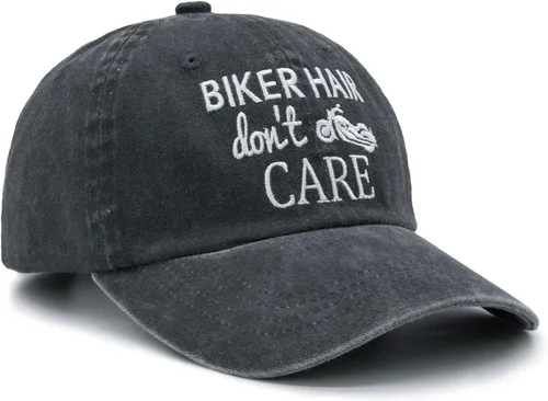 Vista 3 de Biker Hair Don't Care - Gorra de béisbol ajustable para mujer, mezclilla lavada