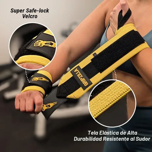 Vista 3 de GRIPZILLA Muñequeras para levantamiento de pesas para hombres/mujeres