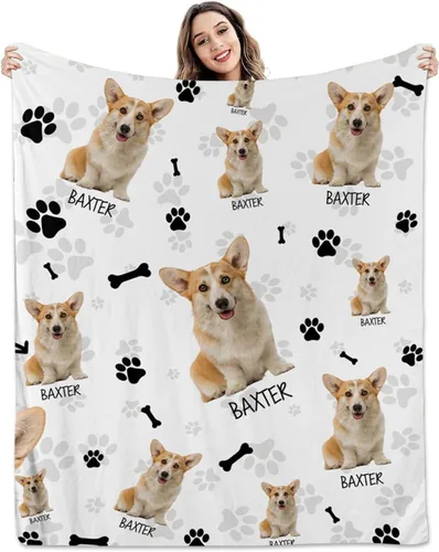 Vista 10 de Pamaheart Sube tu manta de fotos para perro, gato, mascota con foto personalizada, manta de perro y gato, manta de fotos, manta de Navidad de perro