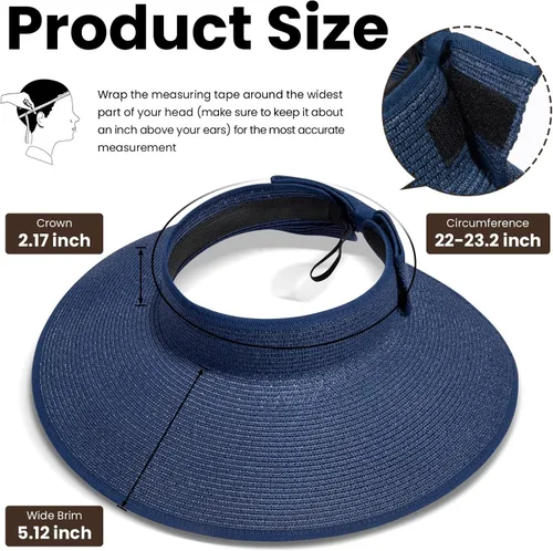 Vista 14 de Simplicity - Sombrero con protección solar UV UPF 50 para mujer, convertible en visera para playa