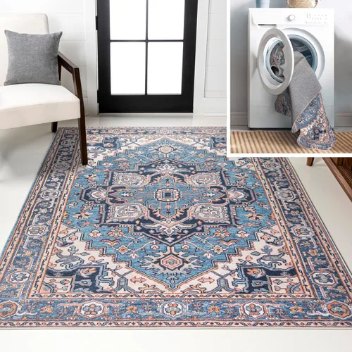 Vista 15 de JONATHAN Y Alfombra circular lavable a máquina de 2 x 8 pies, medallón grande adornado Cirali para sala de estar, dormitorio, cocina, oficina, fácil