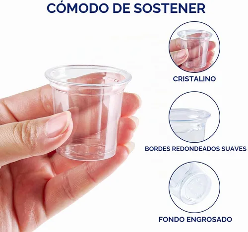 Vista 4 de JOLLY CHEF Paquete de 1000 vasos de chupito de plástico, vasos de gelatina desechables transparentes de 1 onza, reutilizables, perfectos