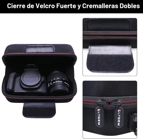 Vista 6 de LTGEM Estuche para cámara para Canon EOS Rebel T7 / R50 / R100 / R50 V / T6 / R8 / R10 / RP / SL3 / R5 / T100 DSLR SLR y lente de 18-55mm/18-45mm