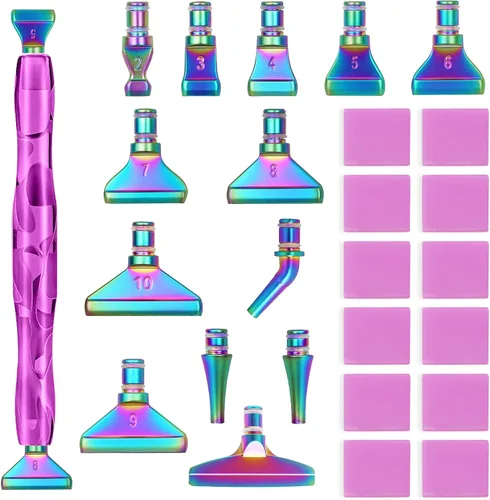 Vista 8 de ZYNERY Kit de 40 bolígrafos de pintura de diamante, 13 puntas de acero inoxidable para accesorios de pintura de diamantes con 12 arcilla, bolígrafos
