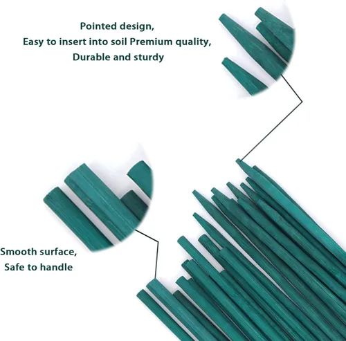 Vista 2 de Estacas de bambú verde para plantas, soporte para plantas de interior y exterior, palos de bambú resistentes de madera de jardín, estacas de soporte