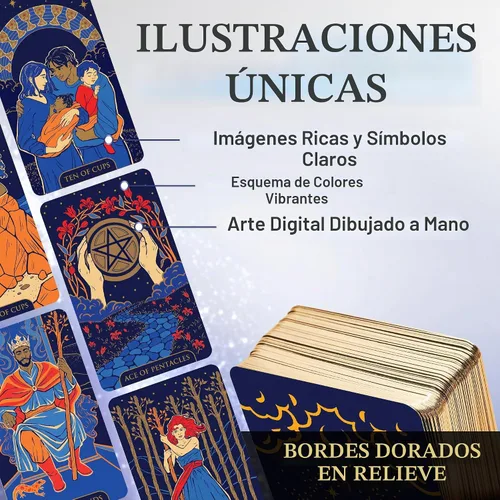 Vista 4 de Wyspell Cartas de tarot con libro guía – Starlight Unique Tarot Deck (azul)
