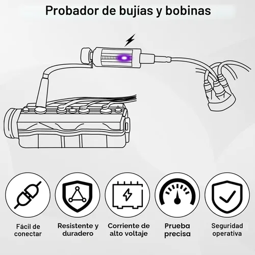Vista 5 de Pruebador de Bujías, Sistema de Probador de Bobina de Encendido Ajustable, Probador de Paquete de Bobina, Herramienta de Probadores de Bujías