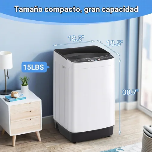 Vista 2 de Erivess - Lavadora automática portátil de 15 libras con 8 ciclos