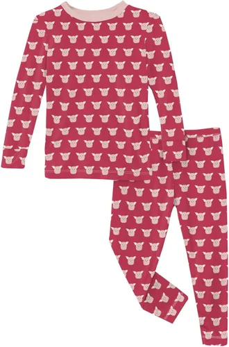 Vista 158 de KicKee Pants Conjunto de pijama de manga larga con estampado de piezas