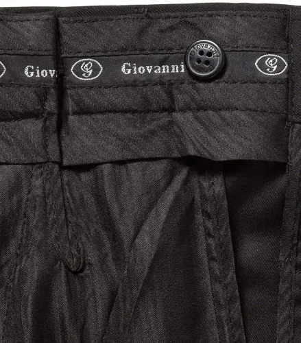 Vista 3 de Pantalones de vestir con cintura ampliable frontal plisada para hombre - Negro, dobladillo con puños