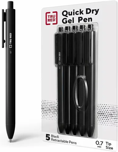 Vista 12 de STAPLES TRU RED Bolígrafos de gel retráctiles, punta media de 0.028 in, colores de tinta surtidos, paquete de 5 bolígrafos de secado rápido