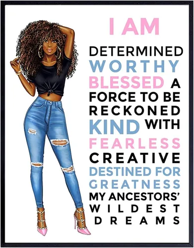 Vista 9 de Arte de pared negro motivacional para mujeres latinas hispanas étnicas afroamericanas, citas inspiradoras positivas, póster de decoración del hogar