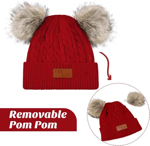 Vista 3 de Century Star Gorro de Navidad para bebé, niña, gorro de Navidad, lindo gorro de Papá Noel, gorro de invierno cálido con pompón
