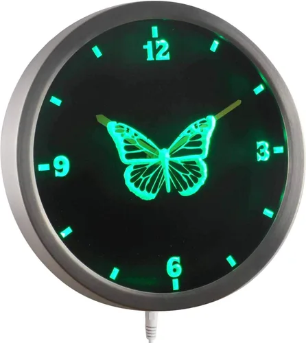 Vista 3 de ADVPRO nc0918-b Reloj de pared LED con señal de neón con luz nocturna para niños y niñas mariposa