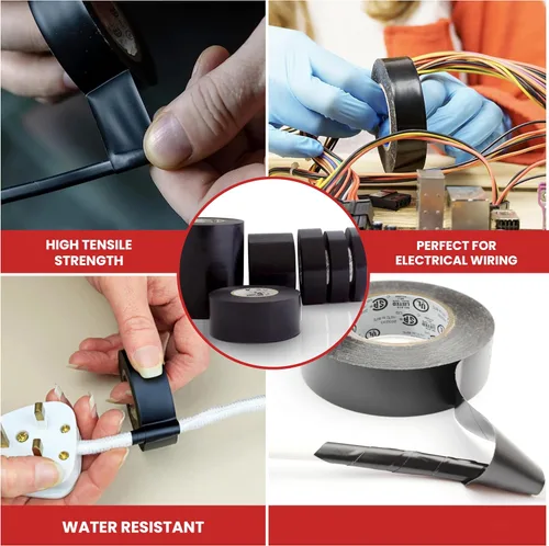 Vista 4 de GGR Supplies T.R.U. EL7566-AW, cinta adhesiva de grado profesional de PVC de goma negra, con clasificación hasta 600 voltios y 176 °F - UL/CSA/CE