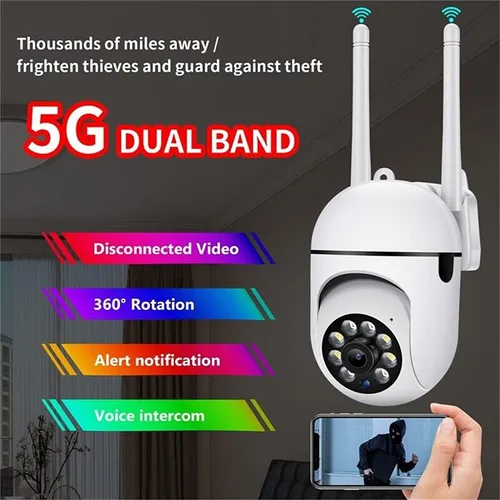 Vista 2 de Cámaras de seguridad para exteriores, cámaras WiFi de 2.4 GHz y 5G para seguridad en el hogar, cámaras de vigilancia domo 1080P, visión de 360°