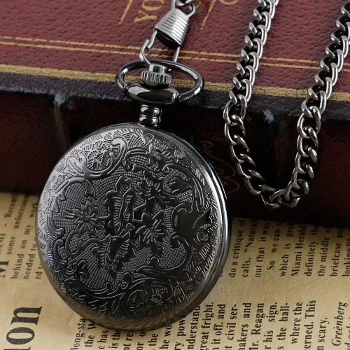 Vista 5 de Hollow Roman Digital Scale Men's Quartz Pocket Watches, Quartz Pocket Strap with Chain for Men