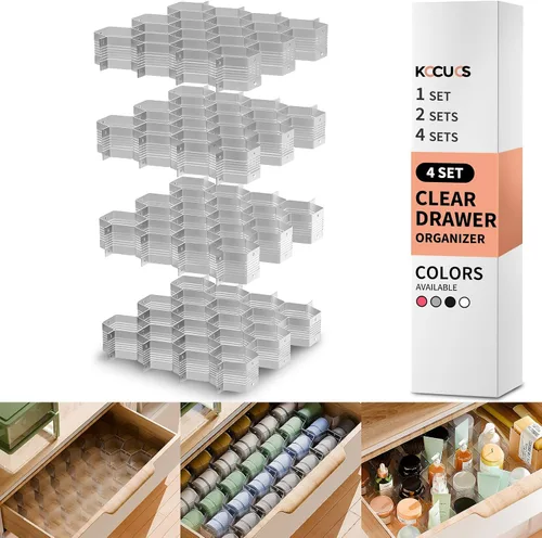 Vista 11 de Separador de panal de abejas, organizador de cajones ajustable para ropa interior, cinturón, bufanda, calcetines (negro (1 unidad)