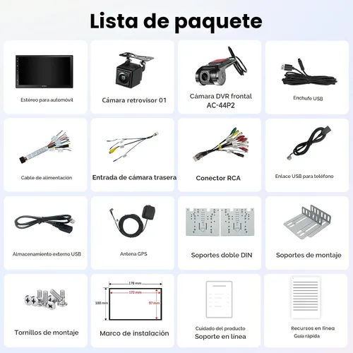 Vista 7 de A5L - Estéreo Android de doble DIN para automóvil de 7 pulgadas, cámara de control y cámara de respaldo de 1080P, CarPlay Android Auto, conexión