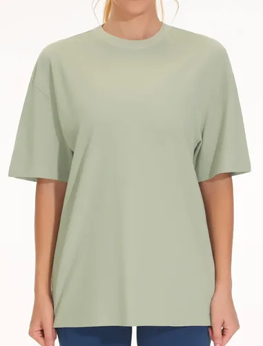 Vista 6 de Origiwish Camisetas de entrenamiento de gran tamaño para mujer, ajuste holgado, gimnasio, atlético, manga corta, para verano, casual, tops