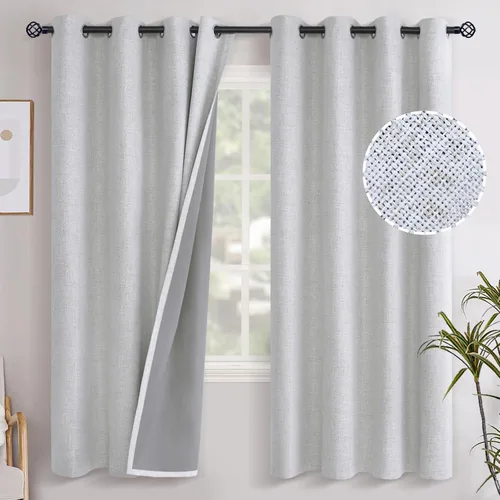 Vista 139 de YoungsTex - Cortinas opacas de lino para dormitorio, oscurecimiento de la habitación, cortinas con textura de lino, paneles con aislamiento térmico