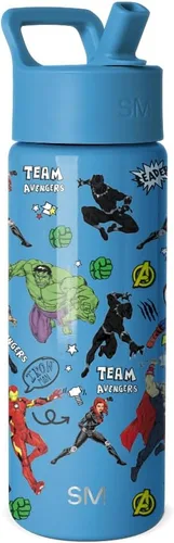 Vista 54 de Simple Modern DC Comics Batman - Botella de agua para niños con tapa con pajilla, vaso aislado de acero inoxidable de 14 onzas para niños, vaso a