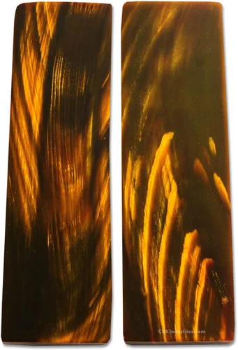 Vista 24 de Báscula de mango de cuerno de búfalo (corteza) - (Amber/Black) - (3.50 x 1.125 x 0.187)