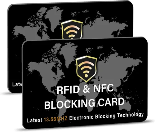 Vista 25 de SaiTech IT Paquete de 5 Tarjetas de Bloqueo RFID, Una Tarjeta Protege Toda la Billetera y Cartera, Protector de Tarjetas de Débito y Crédito