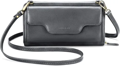 Vista 12 de nuoku Bolso pequeño para mujer, cartera con bloqueo RFID, bolso cruzado con bolsillo para teléfono celular 01 - negro