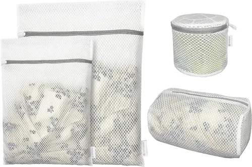 Vista 15 de FOYERNUAGE - Bolsas de malla para ropa delicada con cremallera de bloqueo automático, bolsa de lavandería tridimensional, bolsa de malla de 12 x 16