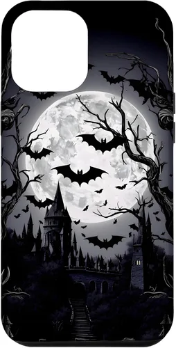 Vista 26 de Goth & Gothic, Bats & Moon, Horror Themed Castle, Dark Emo Case for iPhone 17