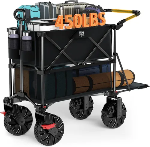 Vista 13 de TIMBER RIDGE Carro plegable de dos pisos de 400L con frenos, 54" extra Negro