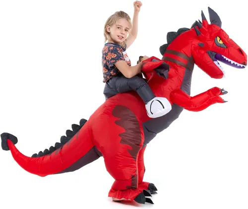 Vista 3 de HSCTEK Disfraz inflable de dragón para niños y niñas