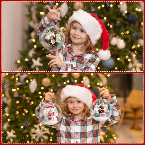 Vista 7 de 2 Pieces 6.3 Inch Christmas Clear Plastic Fillable Ball Ornaments DIY Craft Transparent Baubles Shatterproof Christmas Tree Hanging Ornaments for