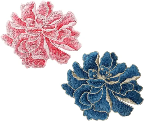 Vista 22 de 1 par de parches de peonía azul, apliques de flores para ropa de bricolaje, jeans Parches florales suaves para accesorios de ropa, decoración
