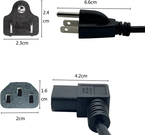Vista 5 de Cable de alimentación en espiral hembra de 3 clavijas, cable de alimentación de CA de 3 clavijas, cable de alimentación de 8.2 ft/8 pies, 18 AWG