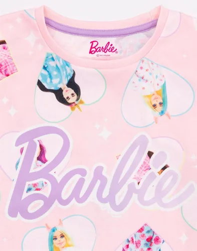 Vista 4 de Barbie Camisón de noche para niñas, pijama de manga corta con diseño de unicornio rosa