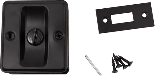 Vista 3 de Stone Harbor Hardware Cerradura de puerta de bolsillo cuadrado, función de privacidad, negro mate
