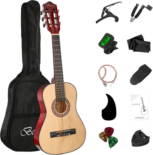 Vista 19 de Guitarra Acústica Negra para Principiantes de 30 pulgadas, Paquete de Inicio, Guitarra para Estudiantes/Niños con Funda, Correa, 2 Púas, Cuerdas