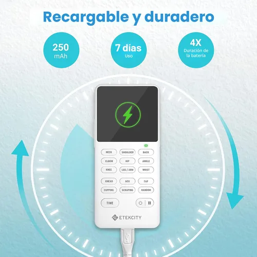 Vista 5 de Etekcity Unidad TENS recargable de 4 canales, estimulador muscular elegible para FSA-HSA para alivio del dolor, relajación después del ejercicio
